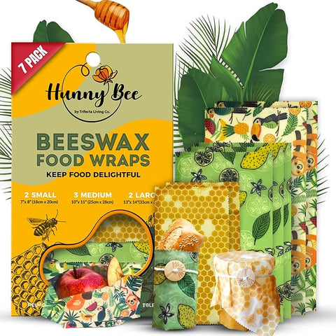 Beeswax Wraps (Tropical Animals, Avocado, Honeycomb) - 7 Pack