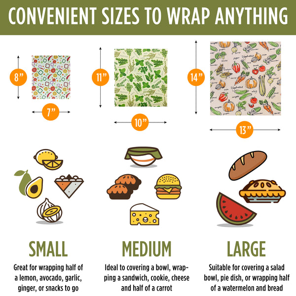 Beeswax Wraps (Vegetable Medley) - 7 Pack